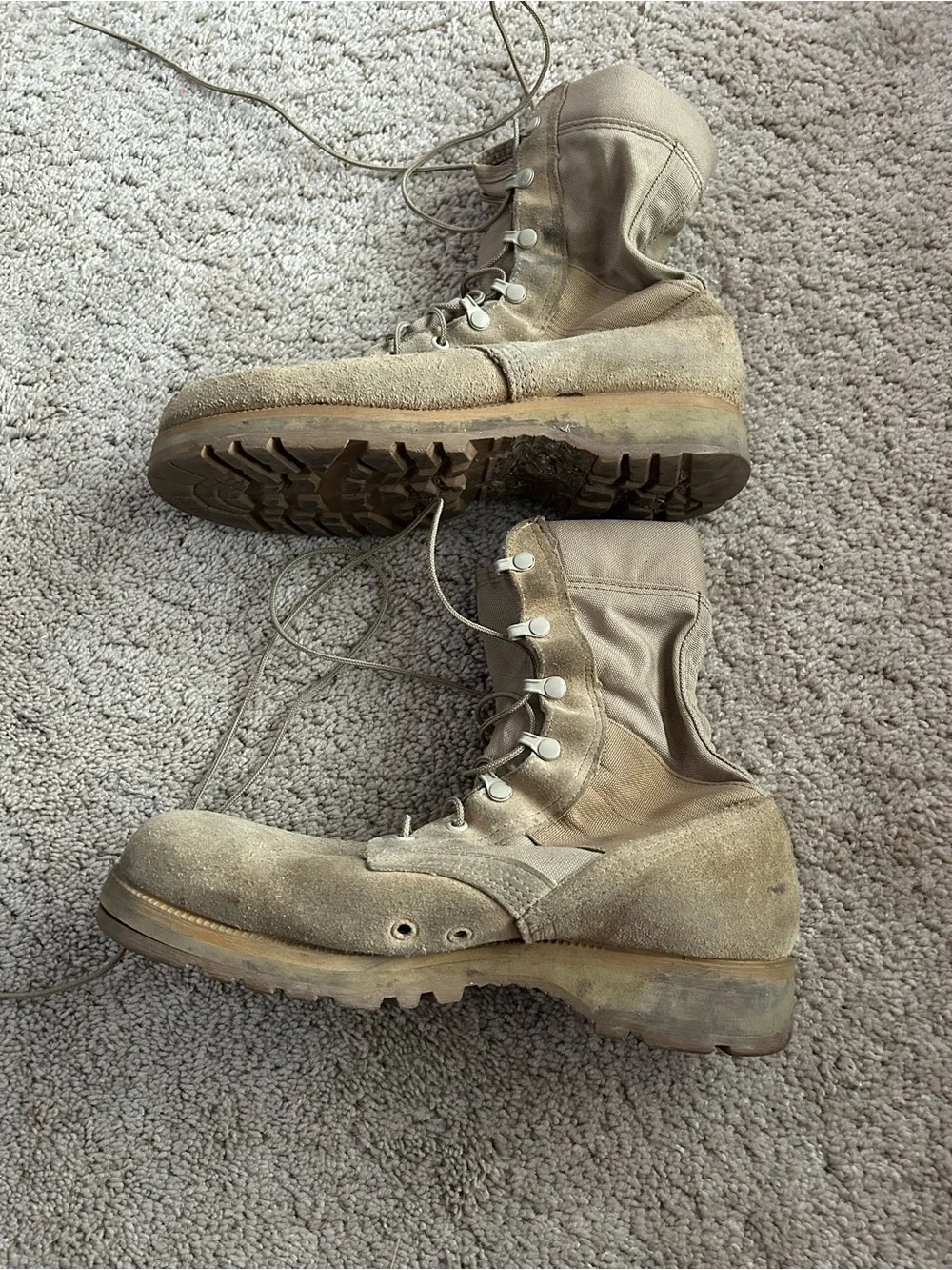 Tan Suede Combat Boots - Lace-Up Tactical Boots